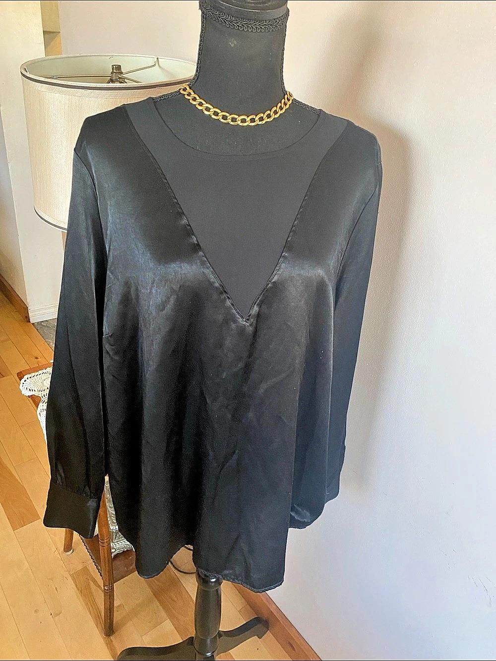 Addition Elle Black V-Neck Blouse Size 2X